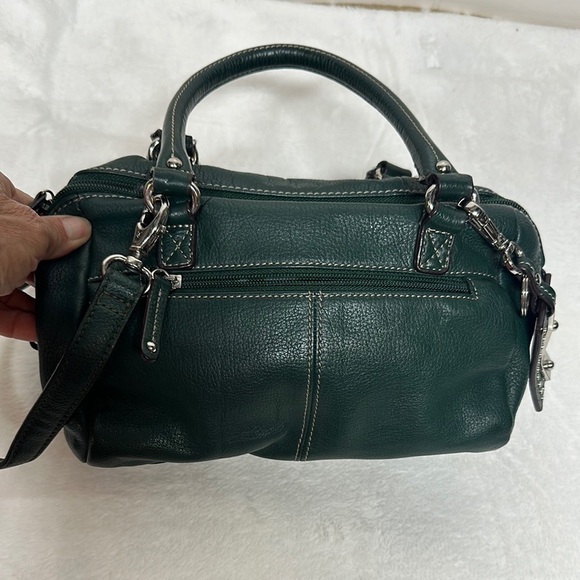 Tignanello Green Leather Satchel with Adjustable Strap - Picture 3 of 12